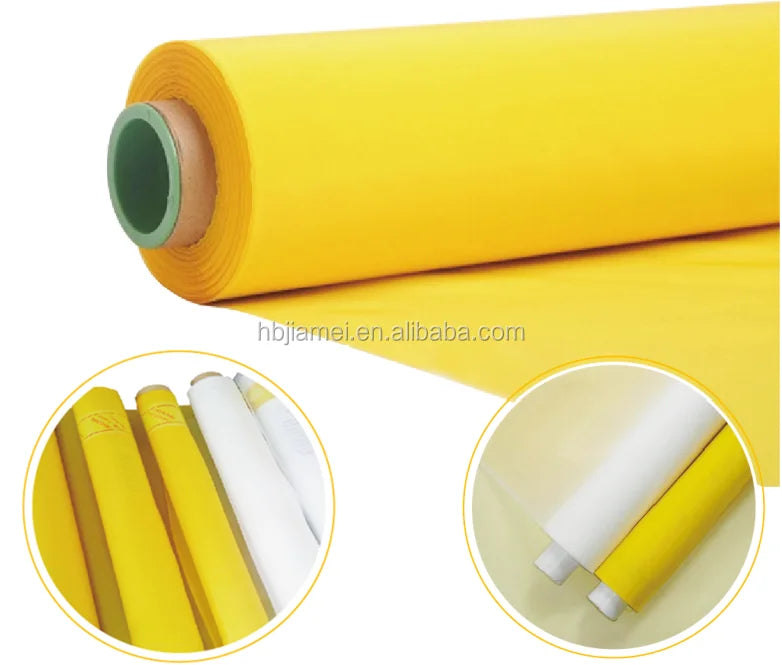43T/47T/64T/72T/90T/120T White and Yellow Plain Weave Screen Printing Mesh for Silk Screen Printing