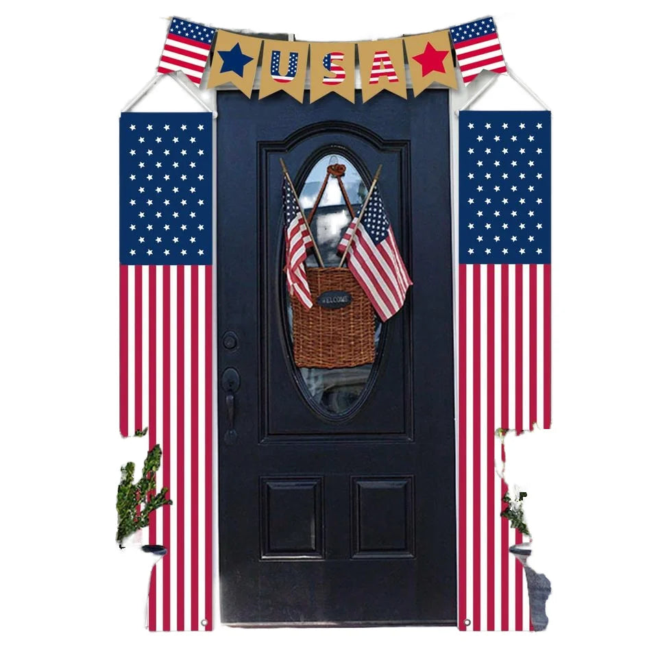 Single Side Sign With USA Stars and Stripes Door Banner for Wall Hanging Decorations