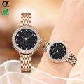 SHENGKE Ladies Luxury Rose Gold Stainless Steel Quartz Watch Glass Dial Pointer Hands 3ATM Waterproof Alloy Case Fashion Gift