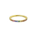 925 Sterling Silver Rainbow Diamond Ring Gold & Rhodium Plated Trendy Full Colorful Stone Band for Wedding Party Anniversary