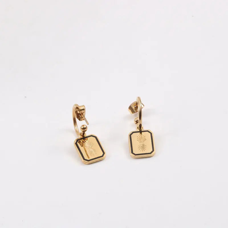 PVD 18K Gold Plated Joolim Non Tarnish Grass Patter Hoop Earrings Stainless Steel Jewelry for Women