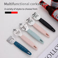 Multi-Functional Manual Bottle Opener Stainless Steel Flat Design Beer Can Opener Custom Plastic Handle Multiple Colors Kitchen