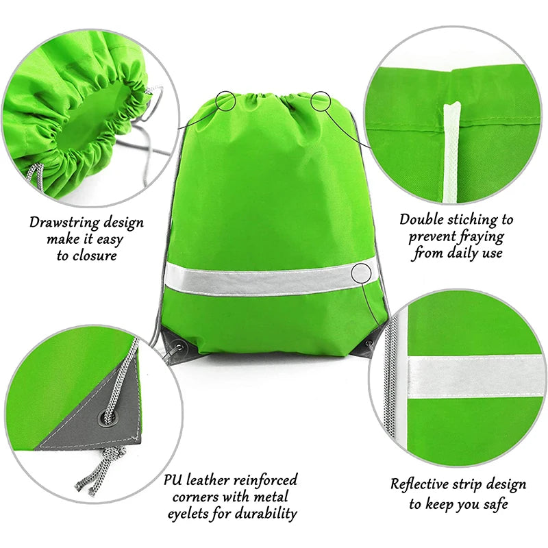 Yichen Custom Logo Fashion Polyester Sport Gym Sacks Nylon Drawstring Backpack Yoga Bag Reflective Strip 20-38L Capacity Unisex