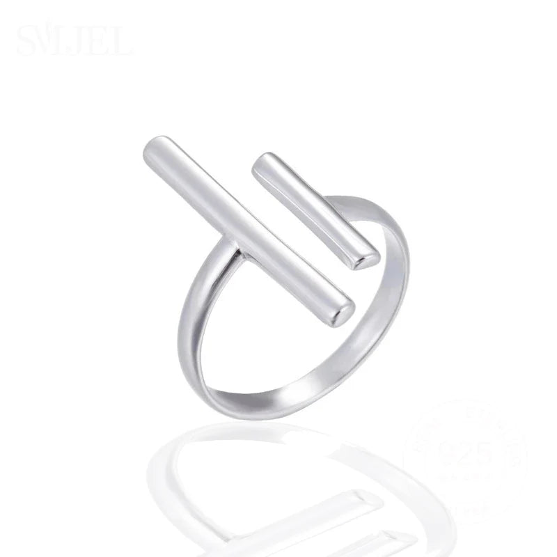 Handmade 925 Sterling Silver Two Bars Open Adjustable Sterling Silver Ring Double Bar Ring Open Adjustable Two Bar Ring