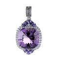 Delicate Rhodium Plated Plata 925 Natural Amethyst Pendant for Women Anniversary Gift