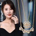 Creative Four-leaf Clover Love Heart Combination Zircon Necklace Women Gold Plated Stainless Steel Clavicle Chain Necklace