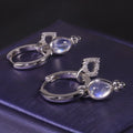 OL0875 Abiding Trendy Personalized Pear Cut 5x7MM Moonstone 925 Sterling Silver Huggies Charms Hoop Earrings