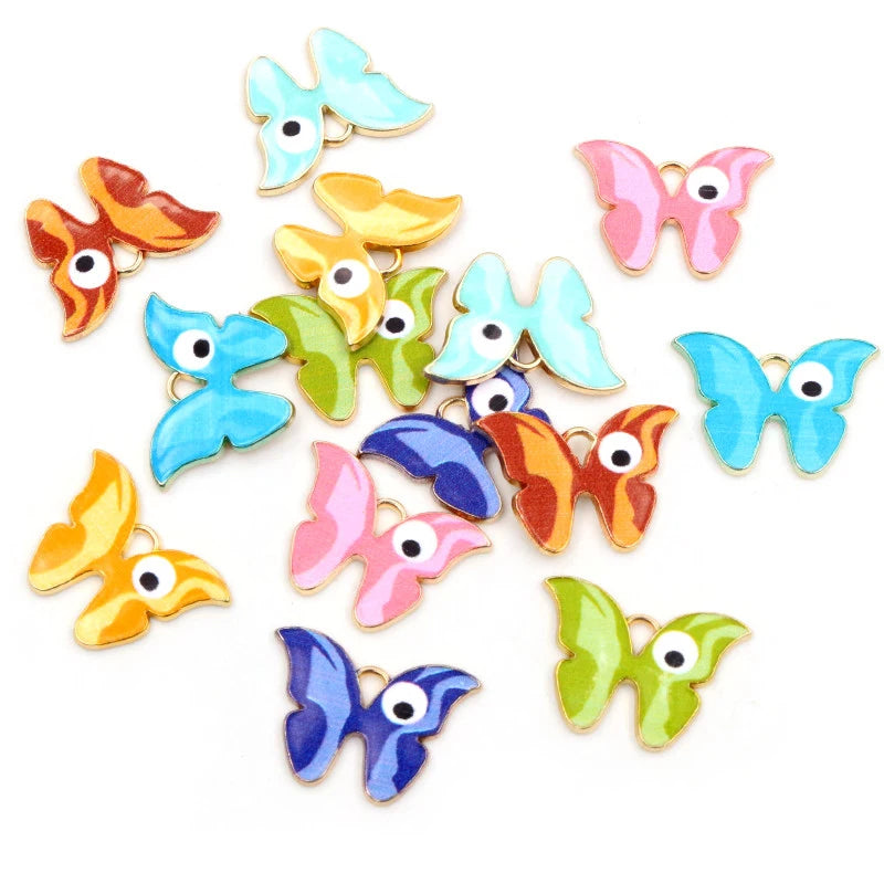 10pcs 22x16mm Colorful Ball Butterfly Charms Pendant Enamel Metal Charms Necklace Bracelet DIY Jewelry Making Accessories