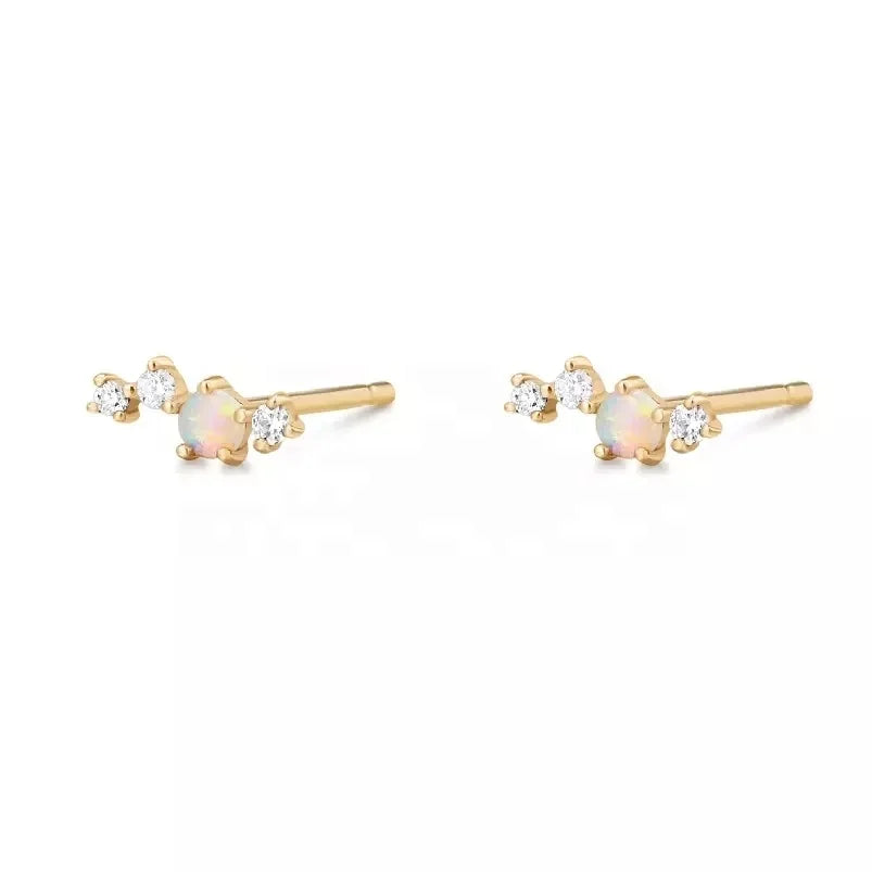 LOZRUNVE Modern Single Opal Diamond Jewelry 925 Sterling Silver Stud Earring