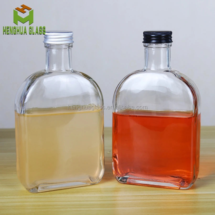 Hot Sale 10oz 300ml Flat Cold Brewing Coffee Glass Bottle 30cl clear Liquor Rum Spirits Whiskey Bottles with Screw Aluminum Cap