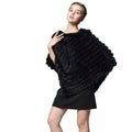 MWFur Fashion Fur Shawls Rabbit Hair Knitted Shawl  Wrapped Ponchi Rabbit Fur Cape Female Fur Shawl