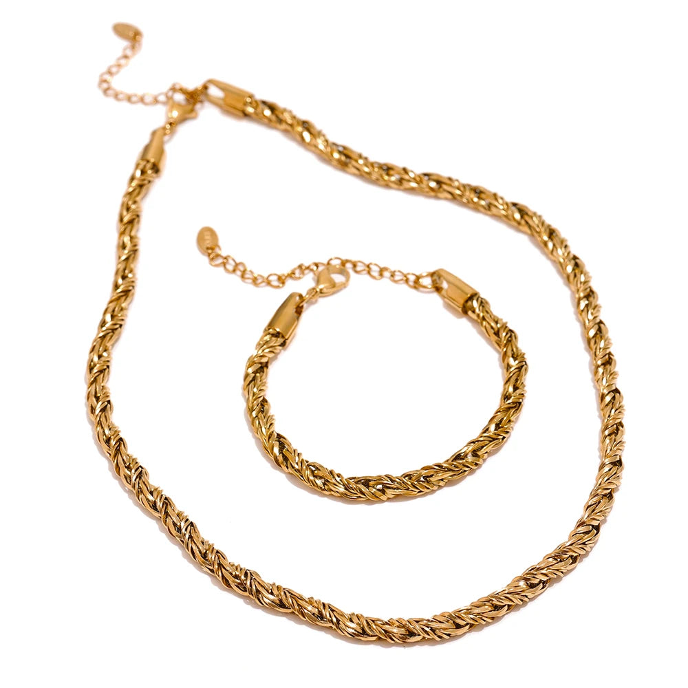 JINYOU 353 Metal Collar Waterproof Jewelry Set Stainless Steel Thick Chain Charm Fashion 18k Gold Plated Necklace Bracelet New