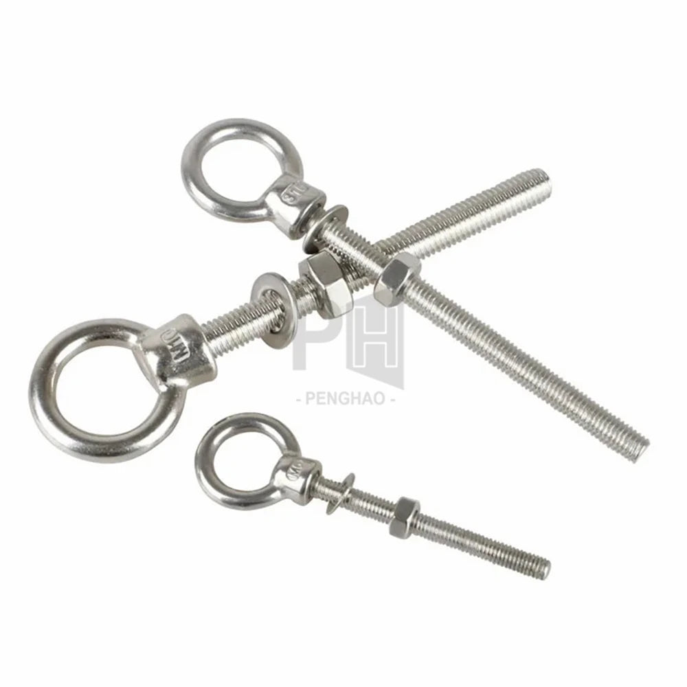 Marine Grade 316 Stainless Steel Long Shoulder Lifting Eye Bolt With Nut Washer M6 M8 M10 for Wire Rope Lifting