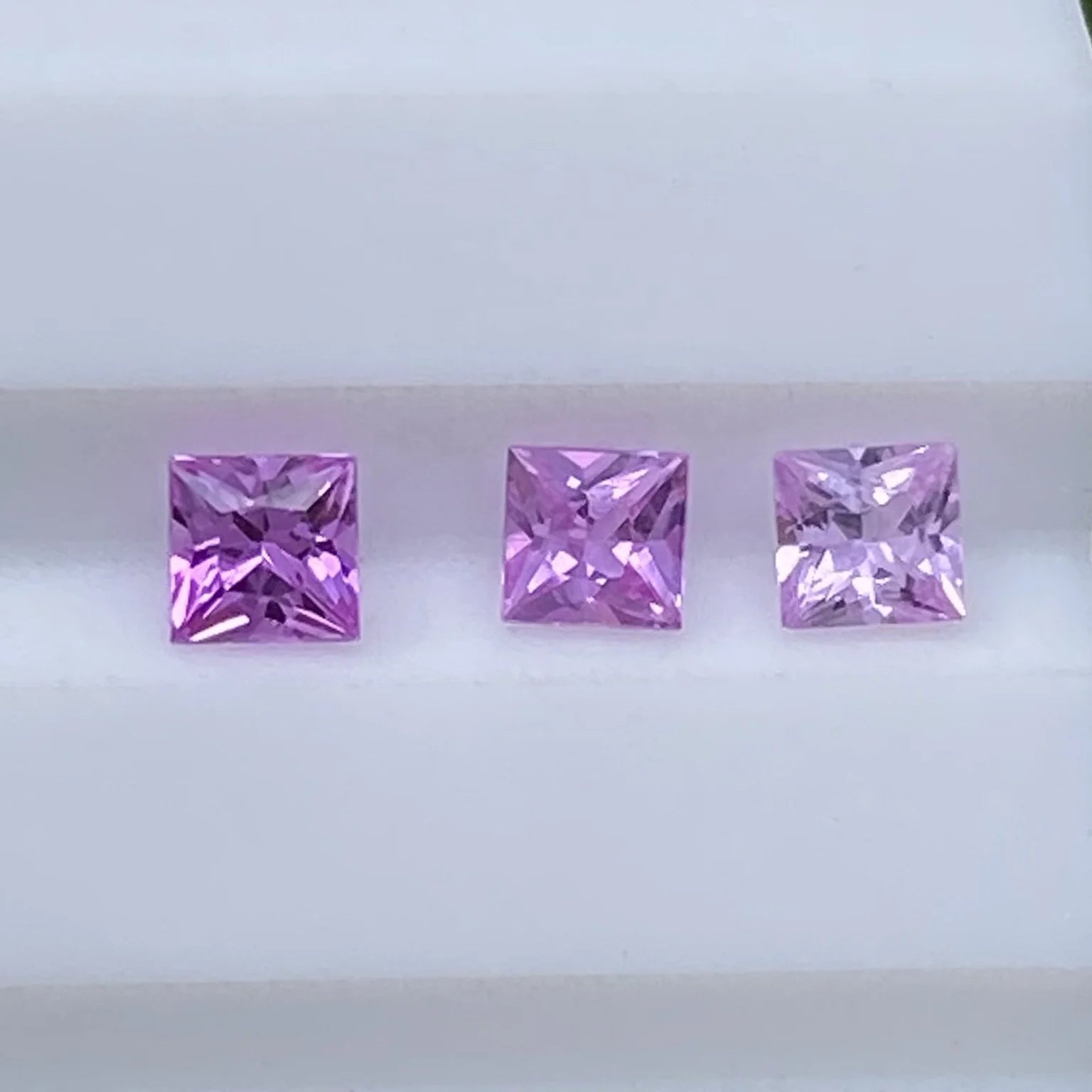 Square Princess 1.5mm~ 3.0mm Good Quality Small Custom Loose Faceted pink Gemstone Price China Supplier  Natural Pink Sapphire