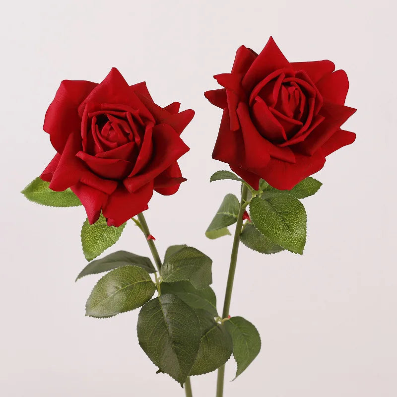 O-X282 Wholesale Long Stem Life Like Artificial Roses White Pink Wedding Home Decor Large Head Latex Real Touch Roses