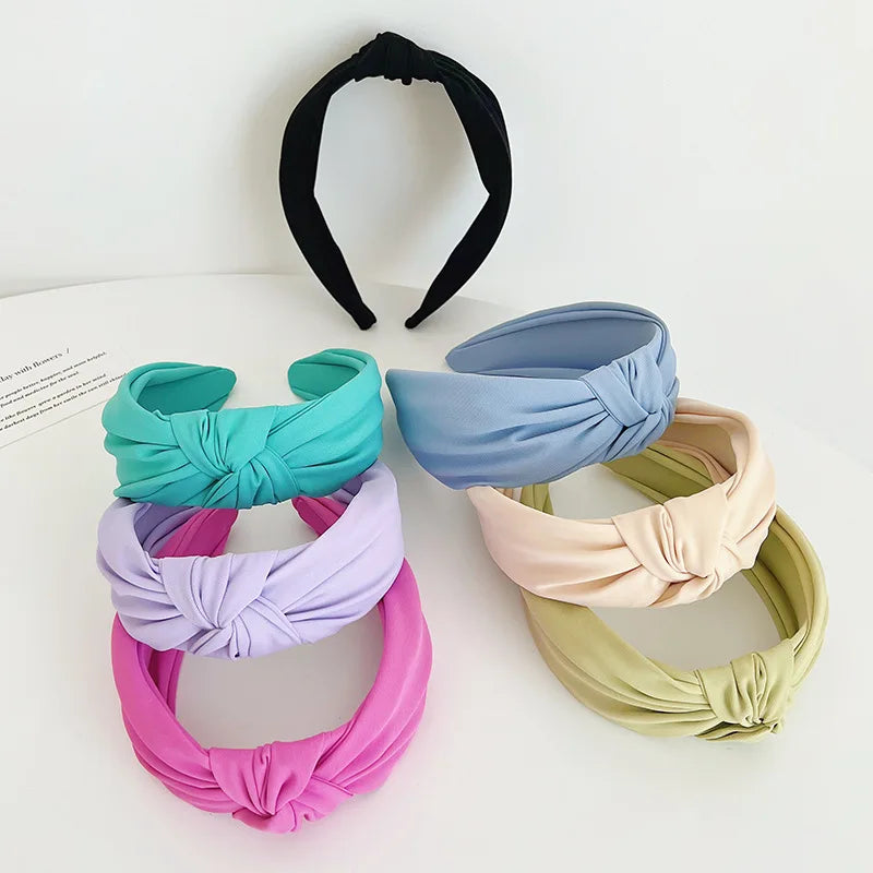 Wholesale Fashion Women Knot Hairbands Headwrap Simple Design Solid Color Green Blue Knotted Headbands Hair Accessories