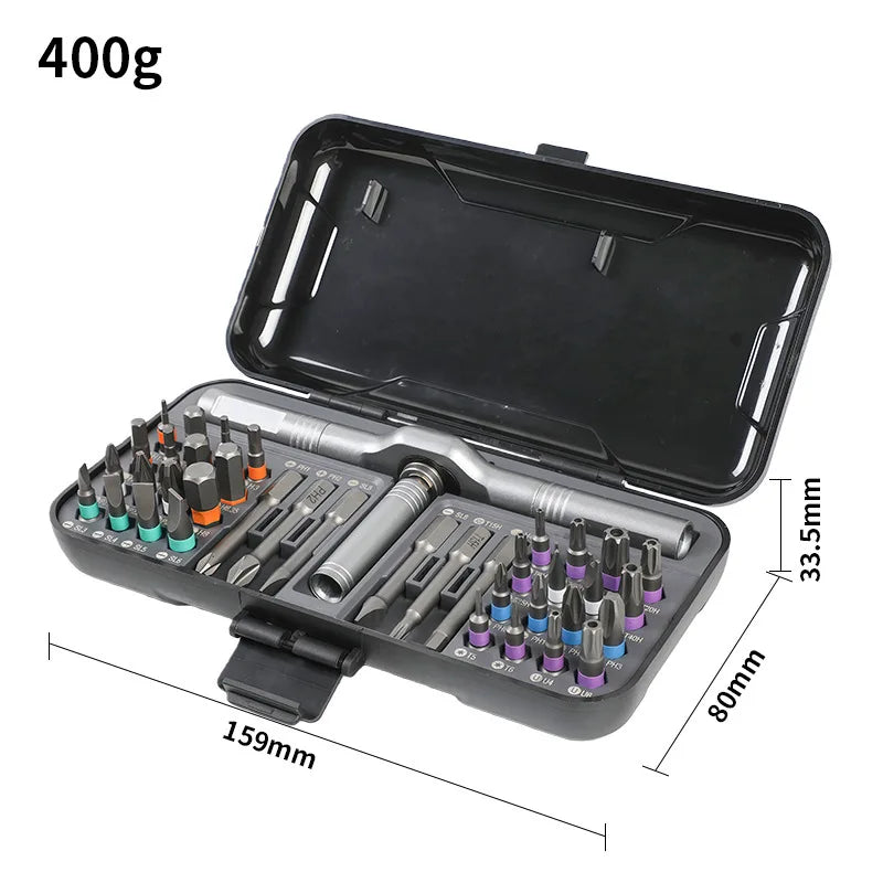 39-Piece Industrial & DIY Magnetic Screwdriver Set with Aluminum Ratchet Handle OEM Custom Logo in Plastic Box