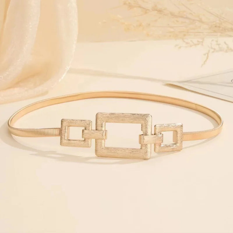 2023 Women Belt for Dress Metal Cinch Waistband Skinny Belt Stretch Gold Waistband Elastic Waist Belt for Women