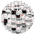 50PCS Black and white cute cartoon cat sticker