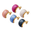18K Gold Plated C Shaped Stud Earrings Stainless Steel Jewelry with Colorful Oil Drop Enamel for Parties and Weddings