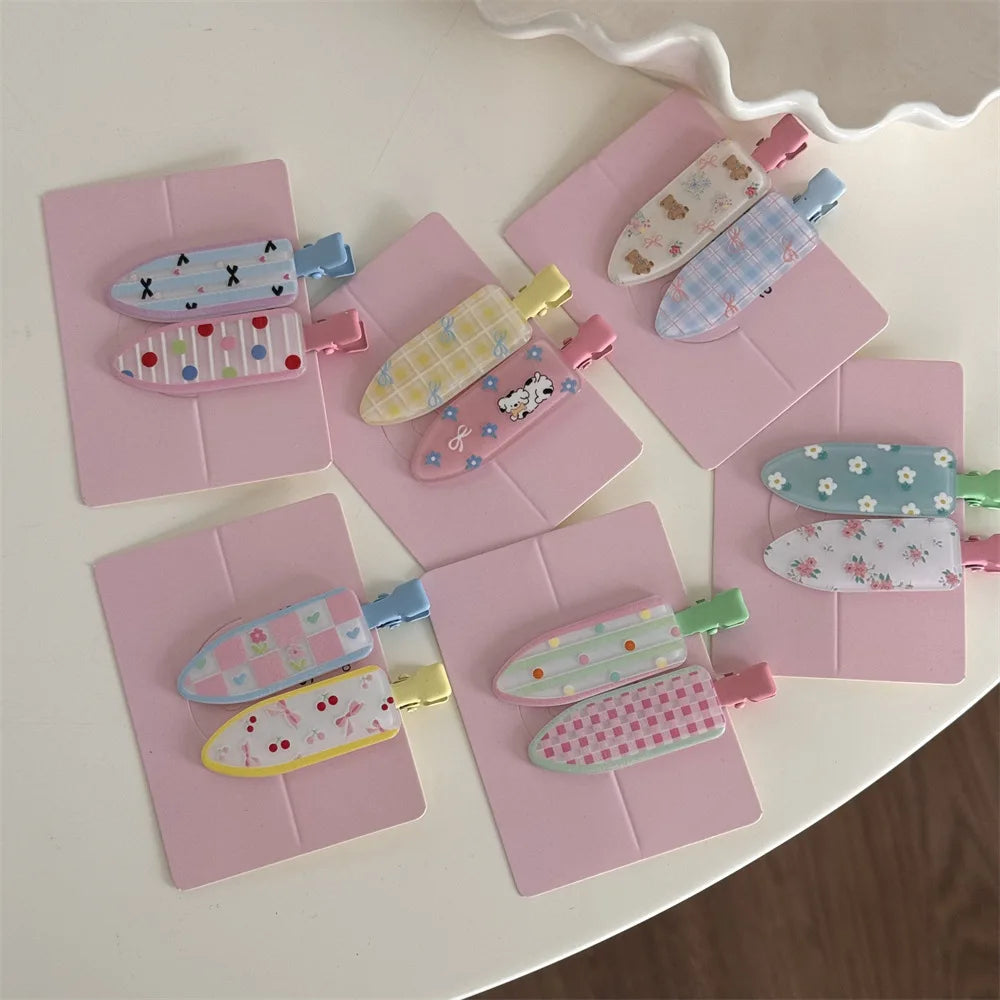 French Floral Seamless Fish Hair Clips Cellulose Acetate with Metal No Crease Hair Accessories