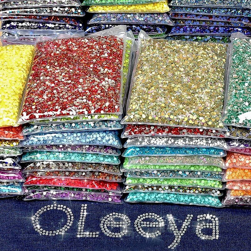 OLeeya Rhinestone Bulk Bag Shiny AB Glass Rhinestones Crystal Flatback Non Hot Fix Crystal AB Strass for DIY  Decoration