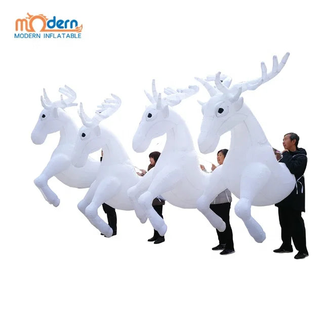 Attractive Adult Inflatable Balloon Reindeer Costume RGB LED Lights Built-In Fan 210D Oxford Cloth (2.5m) for Christmas Festival