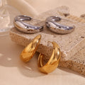 Dreamshow Jewelry Crescent Moon Statement Earring 18k Gold Plated Hoop Earring Boucles D'oreilles En Acier Inoxydable