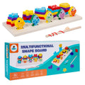Montessori Children Wooden Fishing Logarithmic Board Game Multifunctional Shape Puzzle Building Block Toys for Kids Boys Girls