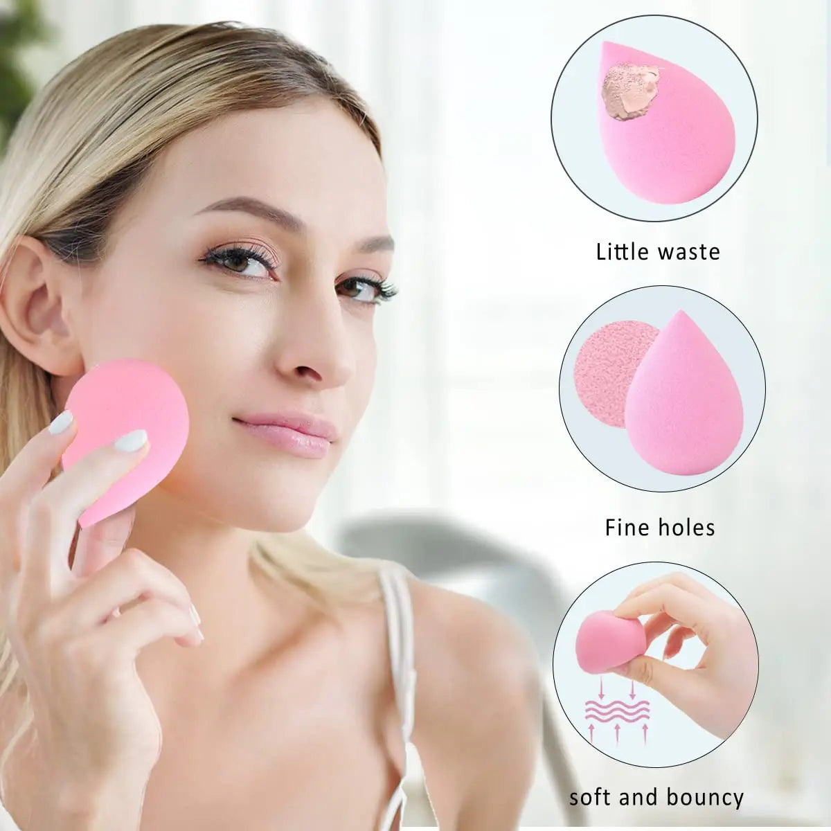 6-Piece Soft for Beautys Blender Makeup Sponge Set Mini Egg Shaped Sponges for Foundation Cream and Powder Application