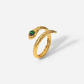 Trendy Waterproof 18K Gold Plated Stainless Steel Snake Jewelry Opening Rings for Women