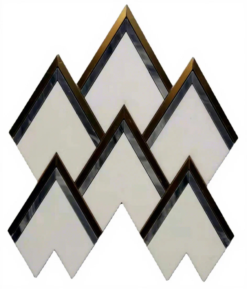 Modern Black & White Irregular Waterjet Marble Tiles Natural Marble Stone Mosaic for Outdoor and Indoor Wall