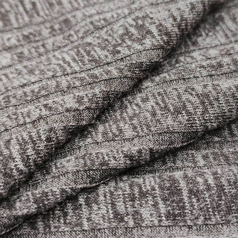 New Arrival 240gsm Melange Knit Rib Fabric 72% Polyester 23% Rayon 5% Spandex Stretch Lightweight High Grade Garment Shirts