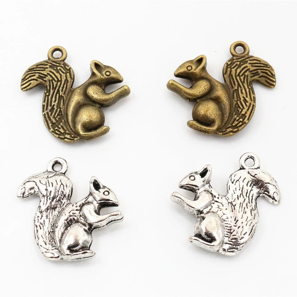 10pcs 21x20mm Antique Silver Plated Bronze Squirrel Handmade Charms Pendant:DIY for Bracelet Necklace