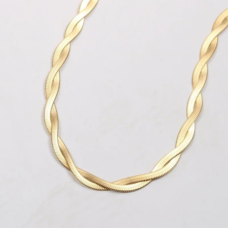 IVIAPRO Jewelry Hot Selling Fashion Elegant Stainless Steel Jewelry 18K Gold Plated Snake Chain Knot Choker Necklace for Women