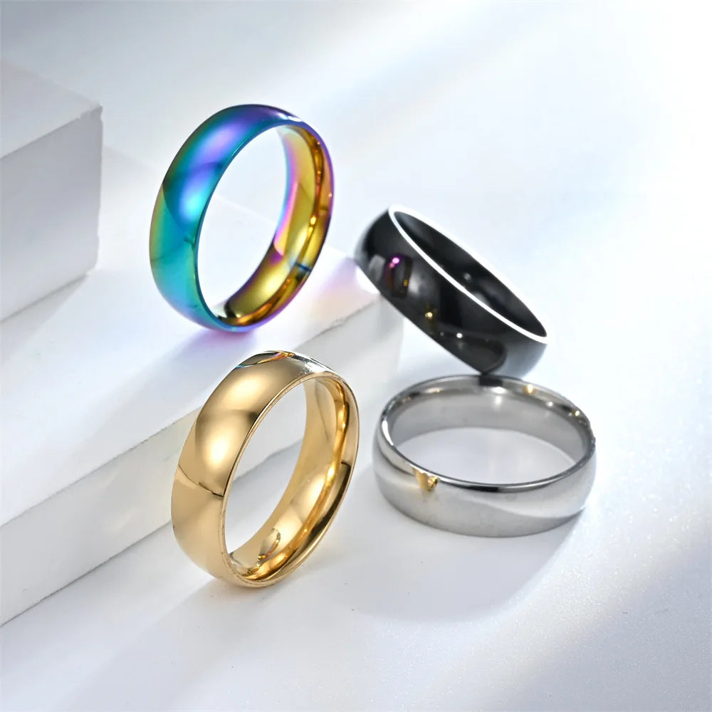 SSeeSY Anillos Para Hombre Fashion Jewelry Non Tarnish Titanium 6mm Stainless Steel Ring for Men
