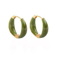 CLBX 2023 Women's Fashion Earrings New South Korea Style Simple Drip Oil Circle Design with Ear Buckle Made Silicone Wood Metal