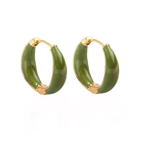 CLBX 2023 Women's Fashion Earrings New South Korea Style Simple Drip Oil Circle Design with Ear Buckle Made Silicone Wood Metal