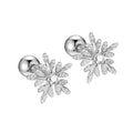 Winter Christmas Present Stud 925 Sterling Silver Snowflake CZ Screw Back Earrings Set for Women Designer Fine Jewelry