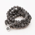 108 Mala Beads Bracelet Necklace Map Jasper Stone Beads Gemstone Wrapped Bracelet