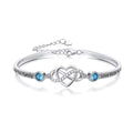 YFN Jewelry 925 Sterling Silver Zircon Infinity Heart Custom Engraved Bangle Cuff Bracelets
