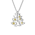 ICEBELA 925 Fashion Fine Jewelry Sterling Silver Gold Plated Christmas Tree Star Unique Two Colors Pendant Necklaces for Women