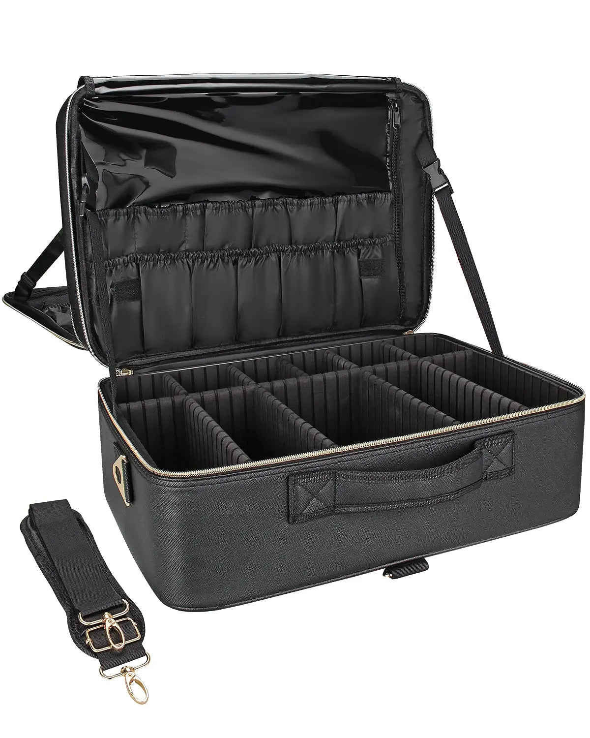 Relavel Professional Makeup Artist Kit Train Case Travel Cosmetic Bag Waterproof Leather Extra Large Makeup Case