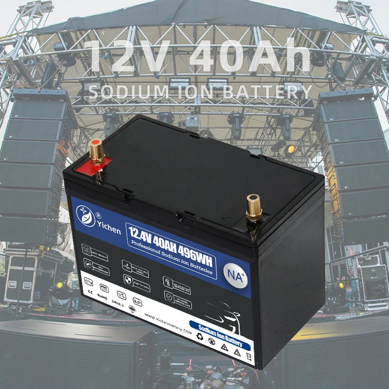 YICHEN Sodium-ion 12V 40Ah Car Audio Battery 12.4V with 3000 Cycles and High Discharge Current for Speaker Sound System