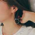 Factory Wholesale  925 Sterling Silver Jewelry Fashion Simple Long Tassel Round Earrings for Women