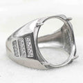 Sterling Silver 14*17mm Semi Mount Men's Ring Frame Empty Blank Claw Setting S925 Base Holder Without Center Stone for DIY Inlay