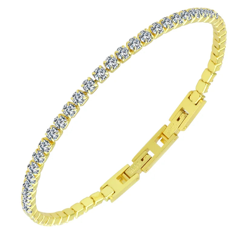 3mm 4mm 5mm Waterproof Stainless Steel Iced Out Cubic Zirconia Tennis Bracelet TrendyJewelry for Women