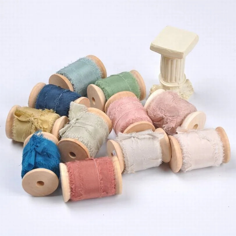 Wholesale Luxury Silk Ribbon by Hand Made Custom Pure Color Raw Edge 100% Mulberry Silk Ribbon