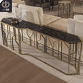 Behind the Sofa Narrow Contemporary Modern Marble Top Stainless Steel Customizable Size Console Table for Home Living Room