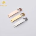 Necklace Bracelets Accessories Engraved Stainless Steel Gold Plated Curved Rectangular Hollow Heart Shape Custom Pendant